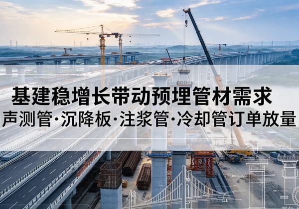岳池基建稳增长带动预埋监测管材需求，声测管、沉降板、注浆管订单持续放量
